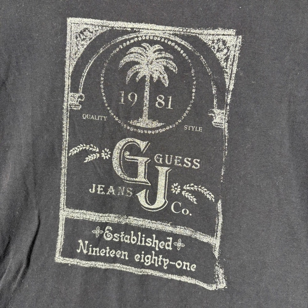Guess Jeans Co Vintage Graphic T-Shirt Mens Large Black Palm Tree M61G1390 - Picture 2 of 6